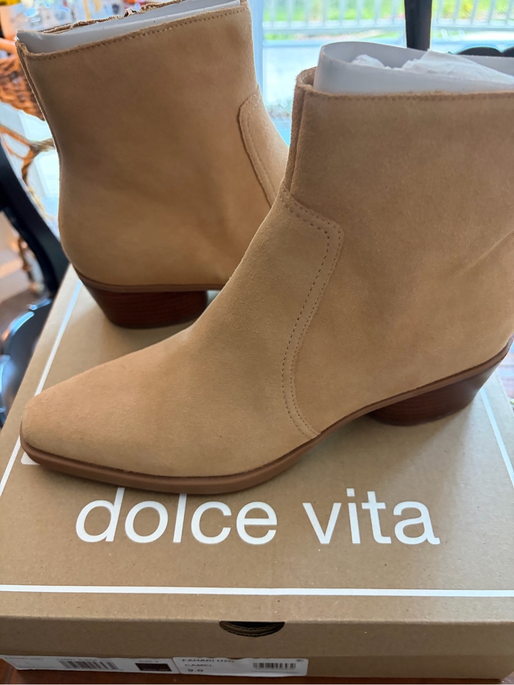 Dolce Vita Beige Suede Ankle Booties
